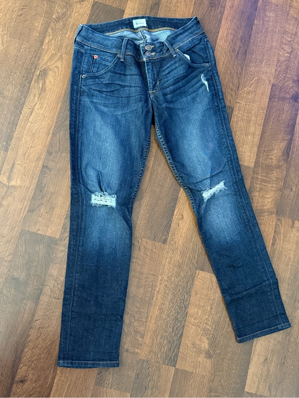 Hudson Jeans Dark Blue Distressed Skinny Jeans (size 28)